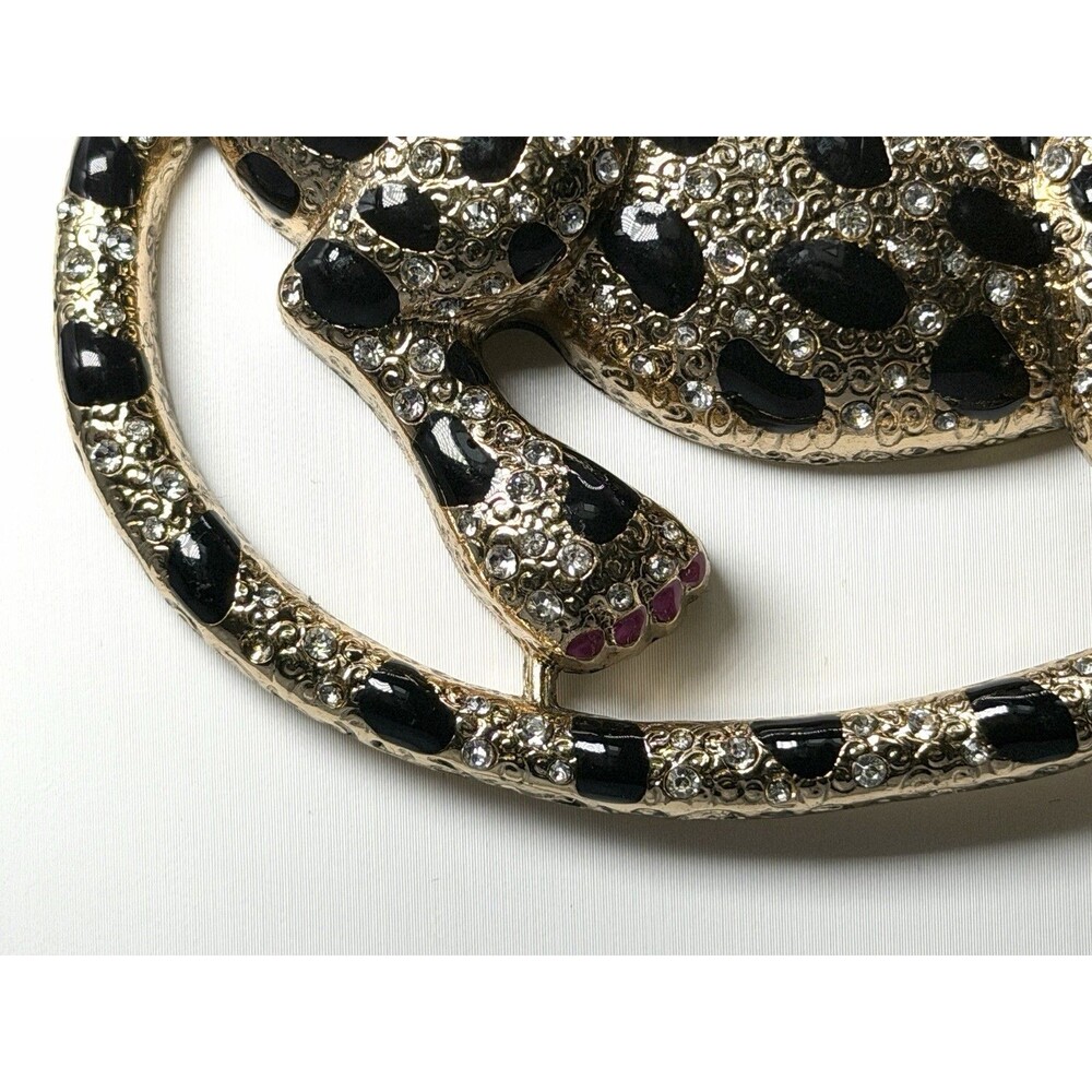 Betsey Johnson Leopard Queen Crown Crystal Statement Necklace Rare - Picture 3 of 9